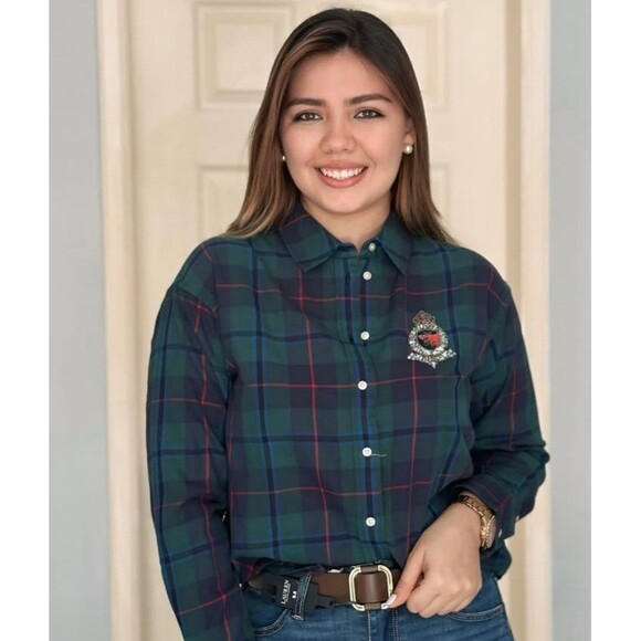 Lauren Ralph Lauren Tops - Relaxed Fit Black Watch Plaid Shirt Ralph Lauren Size 2XX 100% Cotton